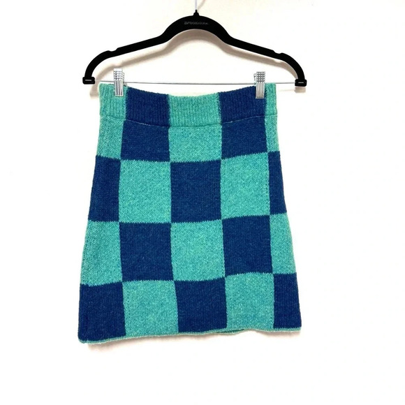 NWT $245 Stine Goya Andria Alpaca Knit Skirt - Checkered High-Rise Mini Skirt - Picture 4 of 8